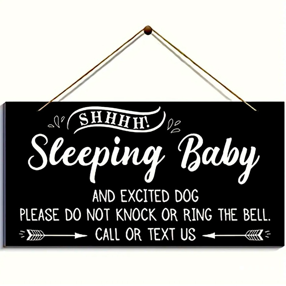 Baby Sleep Sign Wooden Plaque For Front Door Wall Hanging Sign